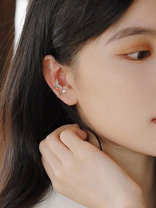 Buy Fishtail Diamante Faux Pearl Ear Cuff  