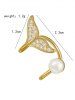 Fishtail Diamante Faux Pearl Ear Cuff -  
