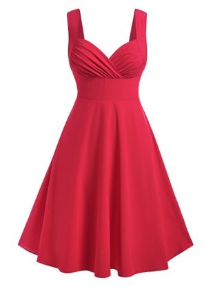 Plus Size Sweetheart Neck Ruched Bust Vintage Pin Up Dress