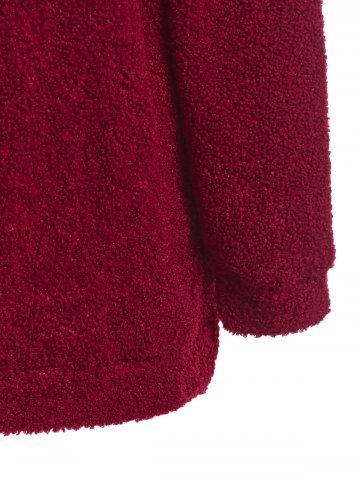 Plus Size Half Zipper Cartoon Ear Teddy Hoodie