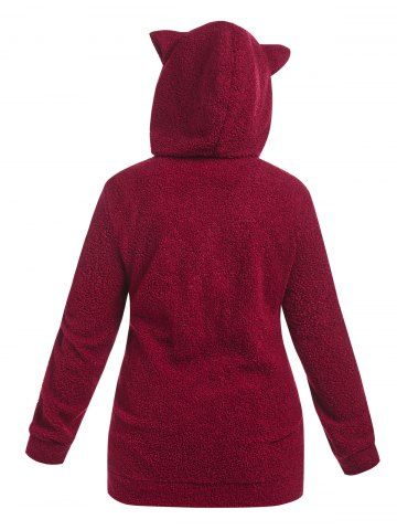 Plus Size Half Zipper Cartoon Ear Teddy Hoodie
