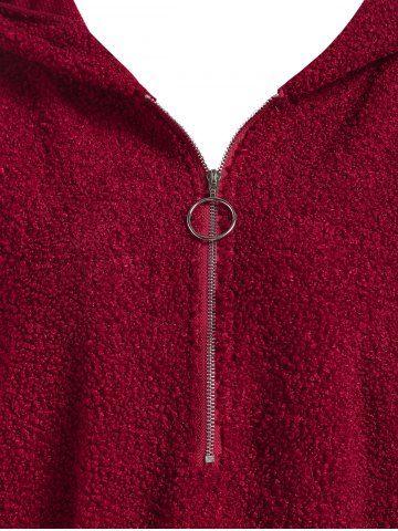 Plus Size Half Zipper Cartoon Ear Teddy Hoodie