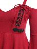 Robe Mouchoir Mi-longue Découpée à Manches de Cloche de Grande Taille à Lacets - Rouge 1X