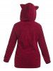 Plus Size Half Zipper Cartoon Ear Teddy Hoodie -  