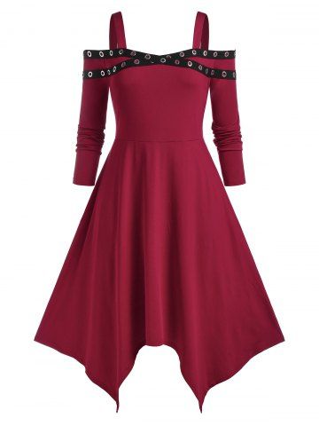 Vestido Talla Extra Corte Pañuelo Descubierto - DEEP RED - 1X