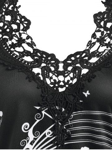 Music Note Lace Long Sleeve T-shirt