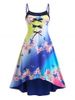 Plus Size&Curve Bowknot Ombre Color Floral Print High Low Dress -  
