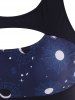 Sun Moon Star Print Criss Cross Cutout Tankini Swimwear -  