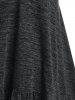 Robe Mi-longue Haute Basse Chinée Boutonnée en Dentelle à Volants - Noir 2X
