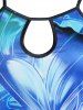 Robe Irrégulière à Imprimé Papillon de Grande Taille avec Trou de Serrure - Bleu 1X