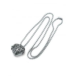 

Retro Hollow Out Heart Shape Locket Necklace, Silver