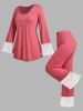 Plus Size Snowflake Lace Christmas Pajamas Set -  