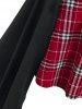 Mini Jupe Mouchoir à Carreaux de Grande Taille et Corset à Lacets - Noir L