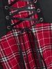 Plus Size Plaid Mini Skirt and Lace Up Handkerchief Corset -  