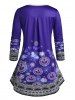 Plus Size Snowflake Elk V Notch Round Hem Tee -  