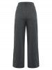 Plus Size Lace Panel Cross Buttoned Pajama Pants Set -  