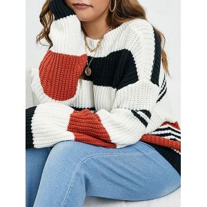 

Plus Size Striped Chunky Sweater, Multi