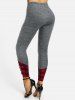 Plaid Print Criss-cross Heathered Skinny Leggings -  