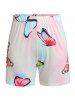 Plus Size&Curve Butterfly Print Shorts Pajamas Set -  