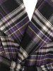Plus Size Belted Plaid Lapel Coat -  