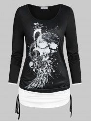 Halloween Skull Print Cinched T-shirt -  
