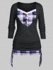 Plus Size Cinched Plaid 2 in 1 T-shirt -  