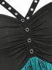 Plus Size High Waist Pumpkin Spider Print Gothic Dress -  
