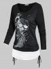 Halloween Skull Print Cinched T-shirt -  