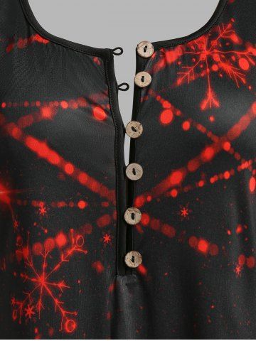 Plus Size Snowflake Print Lace Trim T Shirt