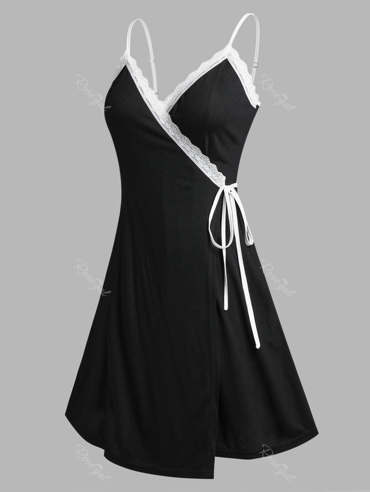 Trendy Plus Size Eyelash Lace Wrap Lingerie Babydoll Dress  