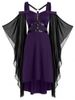 Batwing Sleeve Harness Insert Lace-up High Low Dress -  