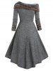 Skew Neck Tribal Print High Low Midi Dress -  