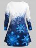 Plus Size Skew Neck Snowflake Print Christmas T-shirt -  