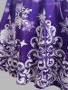 Robe de Noël Mi-longue à Imprimé Flocon de Neige Epaule Dénudée à Manches de Cloche de Grande Taille - Pourpre  2X