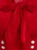 Robe Haute Basse Nouée Boutonnée à Col Montant en Velours - Rouge XL