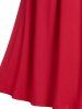 Robe Longueur à Genou Superposée Croisée de Grande Taille à Volants - Rouge 1X