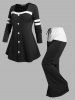 Plus Size Colorblock Drawstring Pants Pajamas Set -  