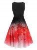Plus Size Ombre Color Snowflake Print  Front Twist Christmas Dress -  
