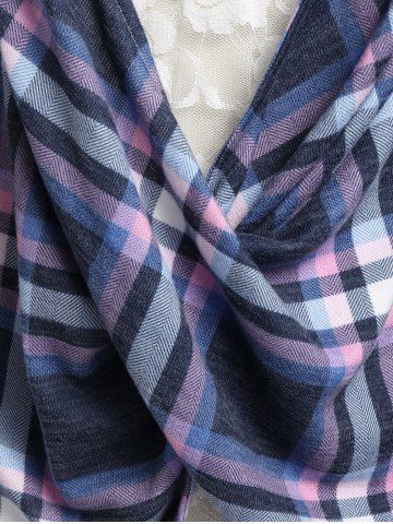 Plus Size Plaid Front Twist Keyhole 2 in 1 Top