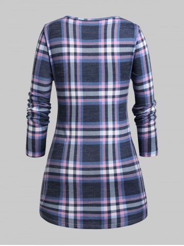 Plus Size Plaid Front Twist Keyhole 2 in 1 Top
