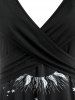 Robe Mi-longue Asymétrique Plongeante à Imprimé Galaxie Style de Curve de Grande Taille - Noir L