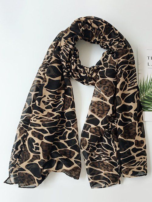 Cheap Leopard Printed Voile Long Scarf  