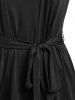 Plus Size Keyhole Cami Dress and Belted Robe Set -  