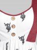 T-shirt Rétro Jersey Imprimé de Grande Taille à Manches Longues - Rouge 1X