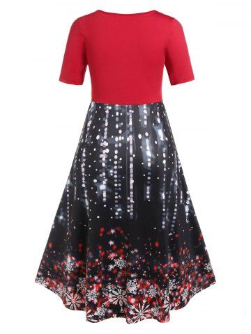 Plus Size Christmas Snowflake Starry Twist Midi Dress