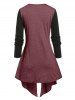 Plus Size 2 In 1 Lattice Color Blocking Draped Tee -  