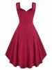 Plus Size Ruched Bust Button Layered Midi Dress -  