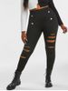 Plus Size High Rise Destroyed Ripped Pants -  