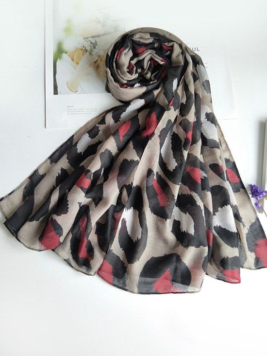 Trendy Leopard Printed Long Voile Scarf  