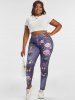 3D Print Floral Butterfly Plus Size Jeggings -  
